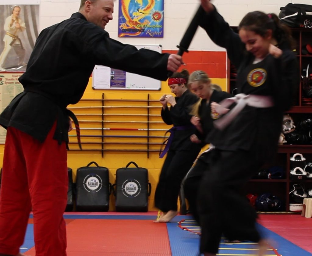Blocking in motion different than ready. Shaolin kempo karate.